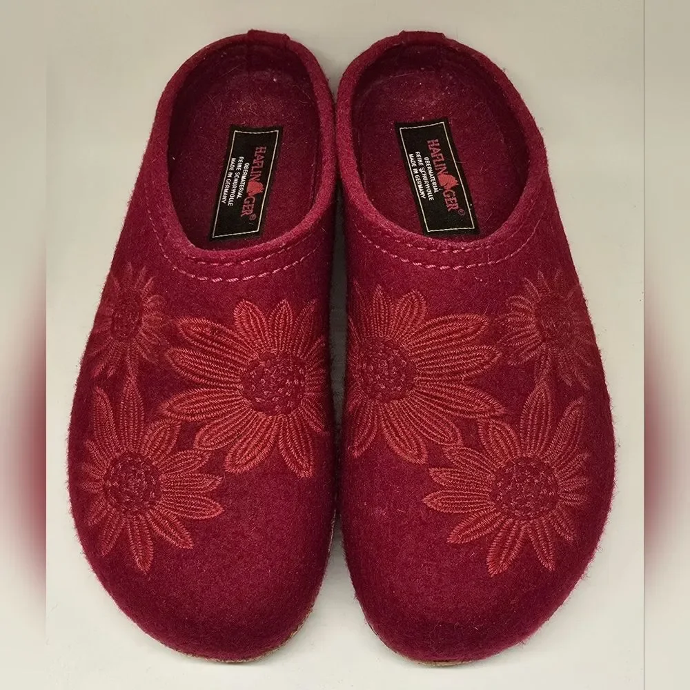 VGUC Haflinger 100% Wool Women's Burgundy Clogs 8 - 8 1/2"  39 Hard To Find - Picture 2 of 10